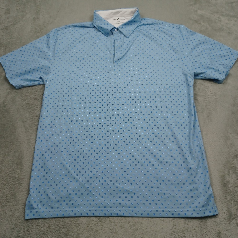Horn Legend Shirt Mens Medium Blue Polo All Over Print Bamboo Charcoal Golf